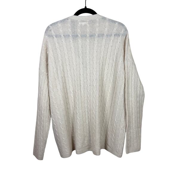 Reformation Giusta Cream 100% Cashmere Oversized Cable Knit Cardigan Sweater XS - Picture 2 of 7